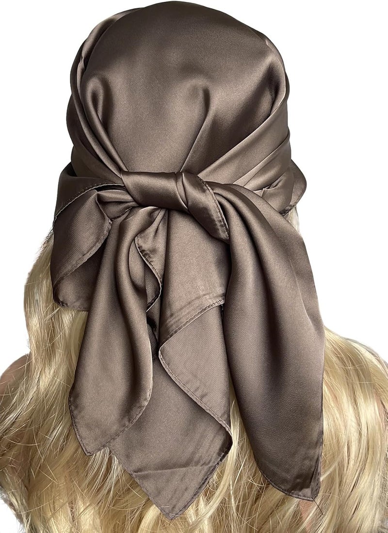 Chung Women's Square Satin Scarf 27.5" Bandanas Solid 50s Retro Neck Scarves Emulation Silk Handbag Hair Ribbons Necktie - Image 3
